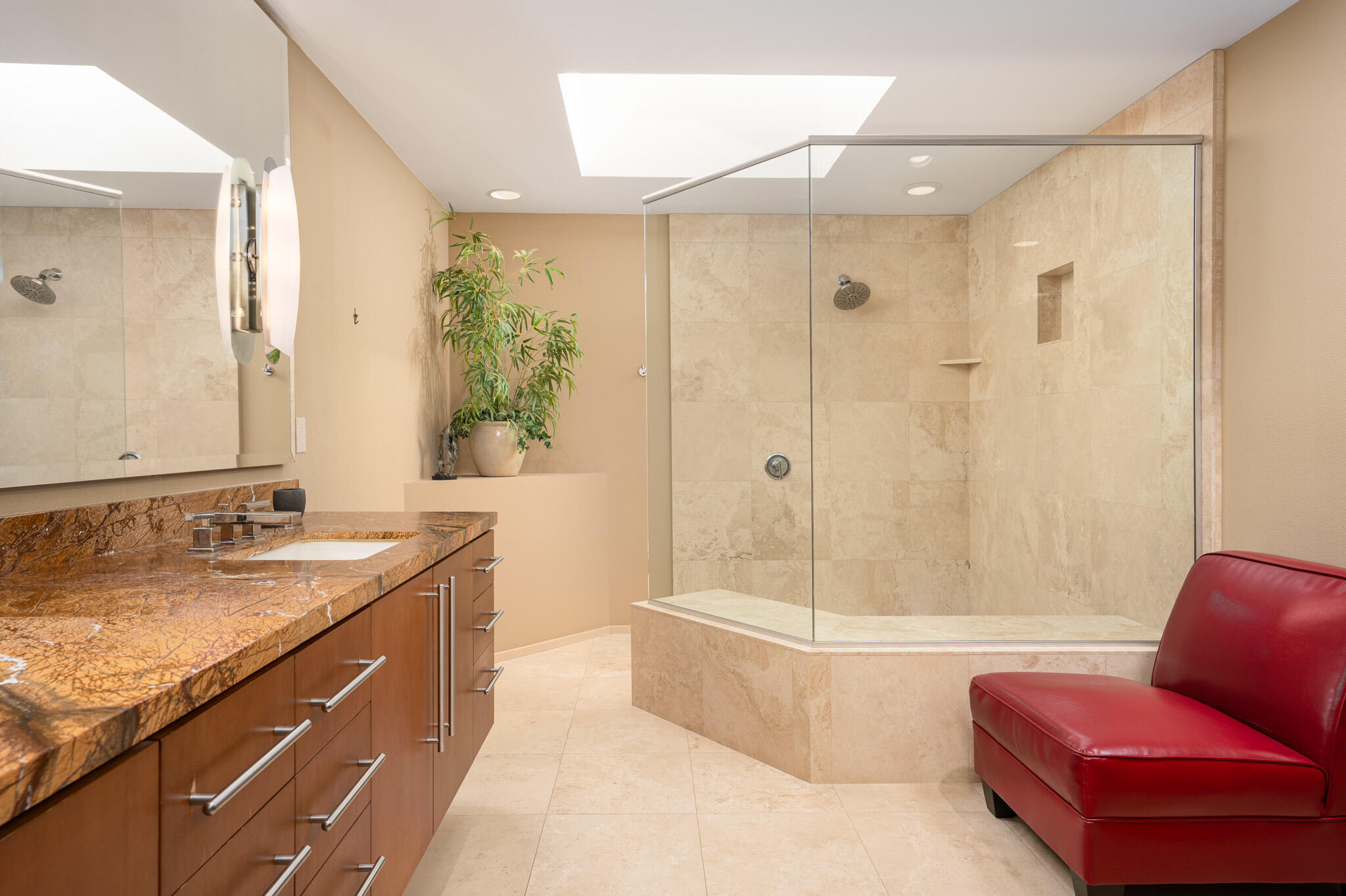 52 Princeton Drive Rancho Mirage, CA 92270 - Photo 20 of 52 a bathroom with a granite countertop tub sink shower and mirror