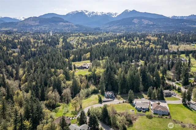 a view of a city with mountains in the background
