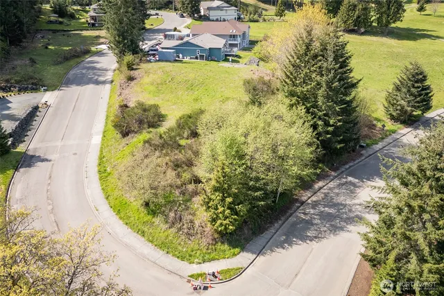 a view of a swimming pool with a yard