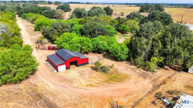 an aerial view of a house