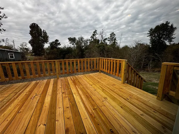a view of wooden deck