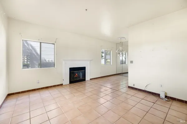 an empty room with windows