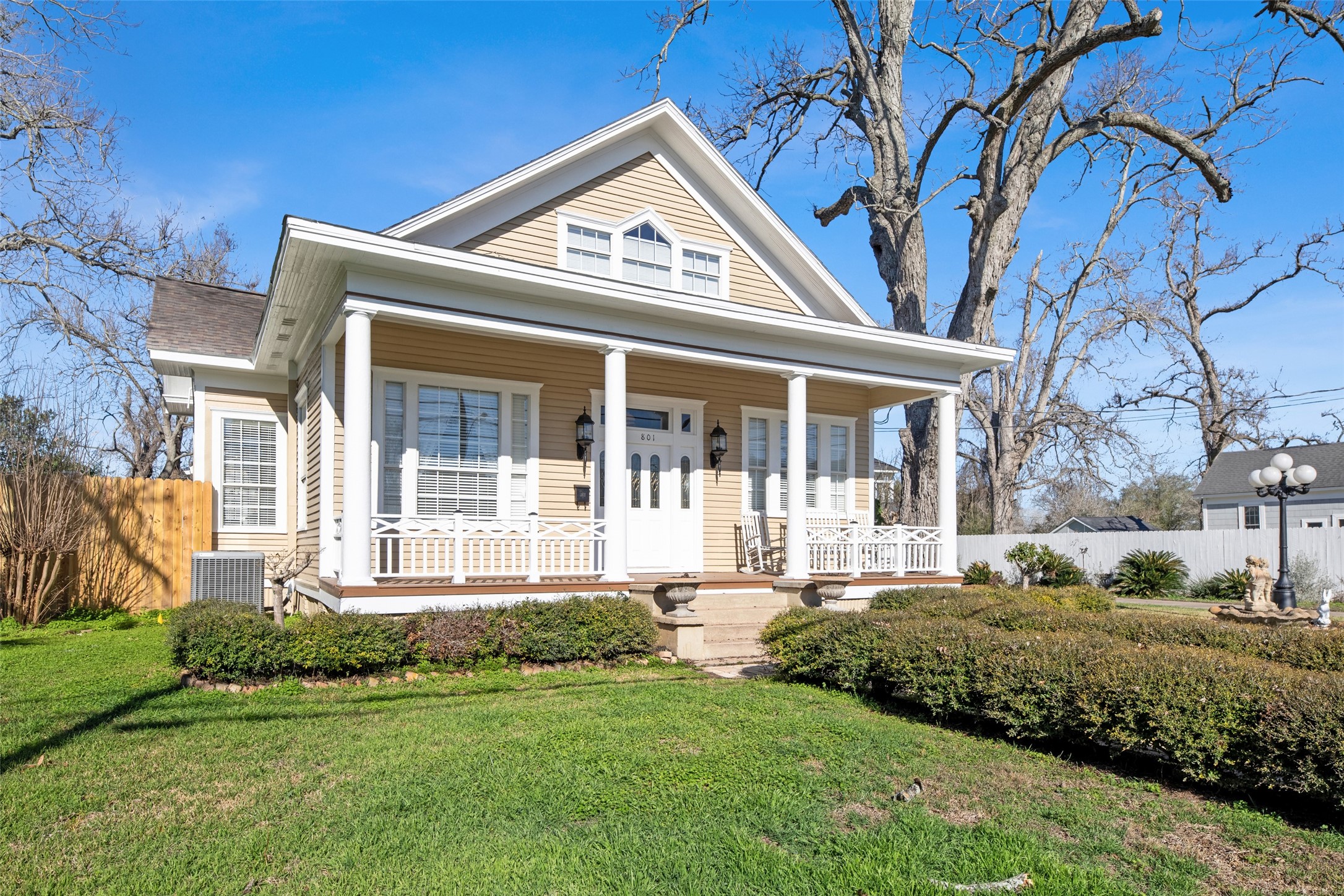 801 North Fulton Street Wharton, TX 77488 - Photo 43 of 43 Welcome to 801 N Fulton Street in beautiful downtown Wharton! You definitely want to see this one! Over the time span that this owner has owned this property, this 4 bedroom, 4 bath, 2,539sf home has been completely remodeled from the inside out! The massive front porch features architectural columns and railings. The Trex floor planks on this porch will endure for years to come! The home's exterior is cedar siding. All the windows in this home have been updated.