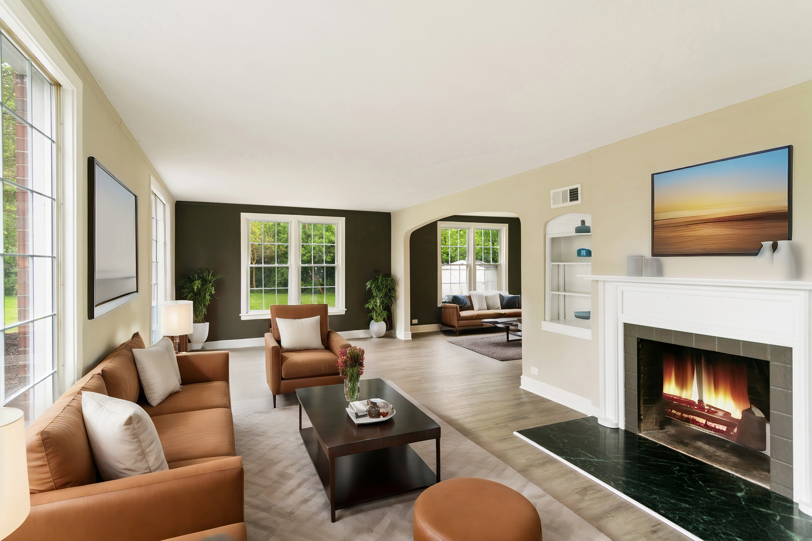 239 Cornwall Drive Crete, IL 60417 - Photo 5 of 25 a living room with furniture a fireplace and a flat screen tv