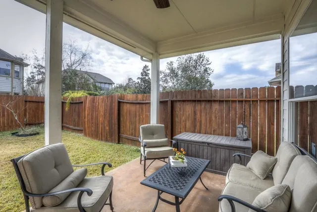 a outdoor living space with furniture