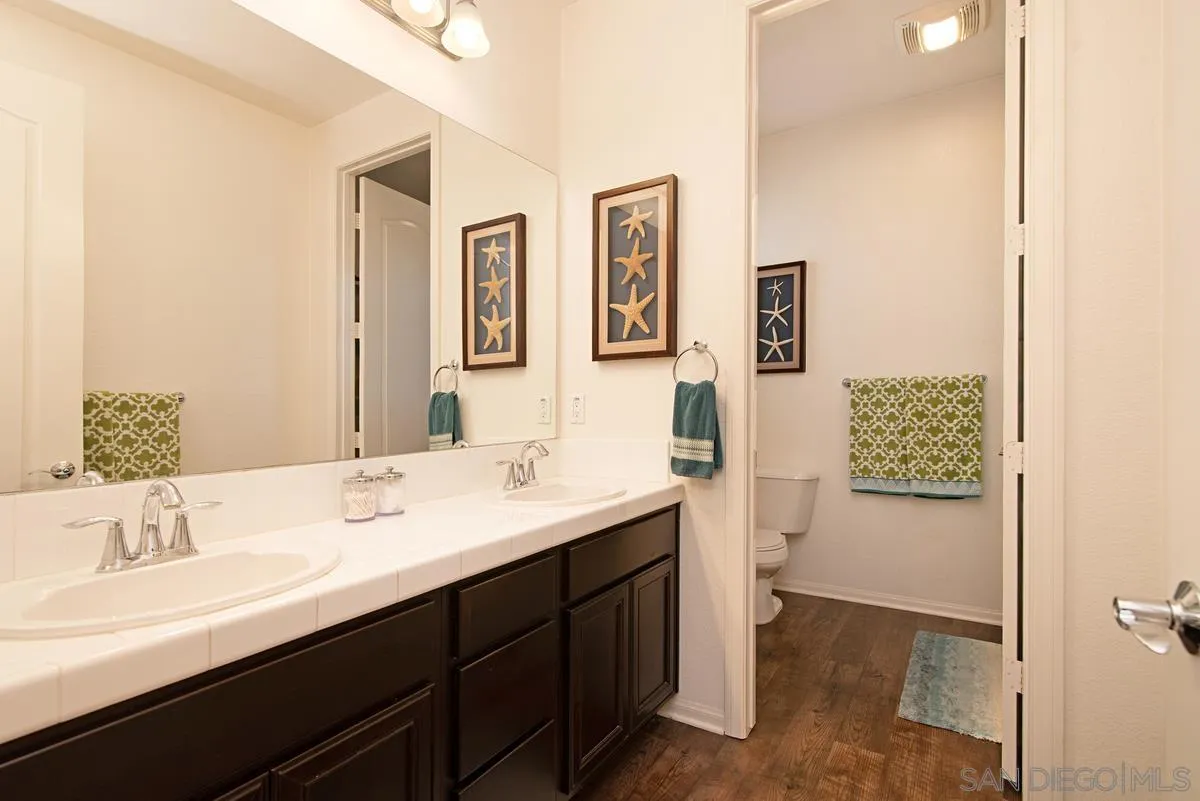 1121 Ocean Ridge Court Oceanside, CA 92056 - Photo 22 of 30 a bathroom with a double vanity sink mirror and bathtub