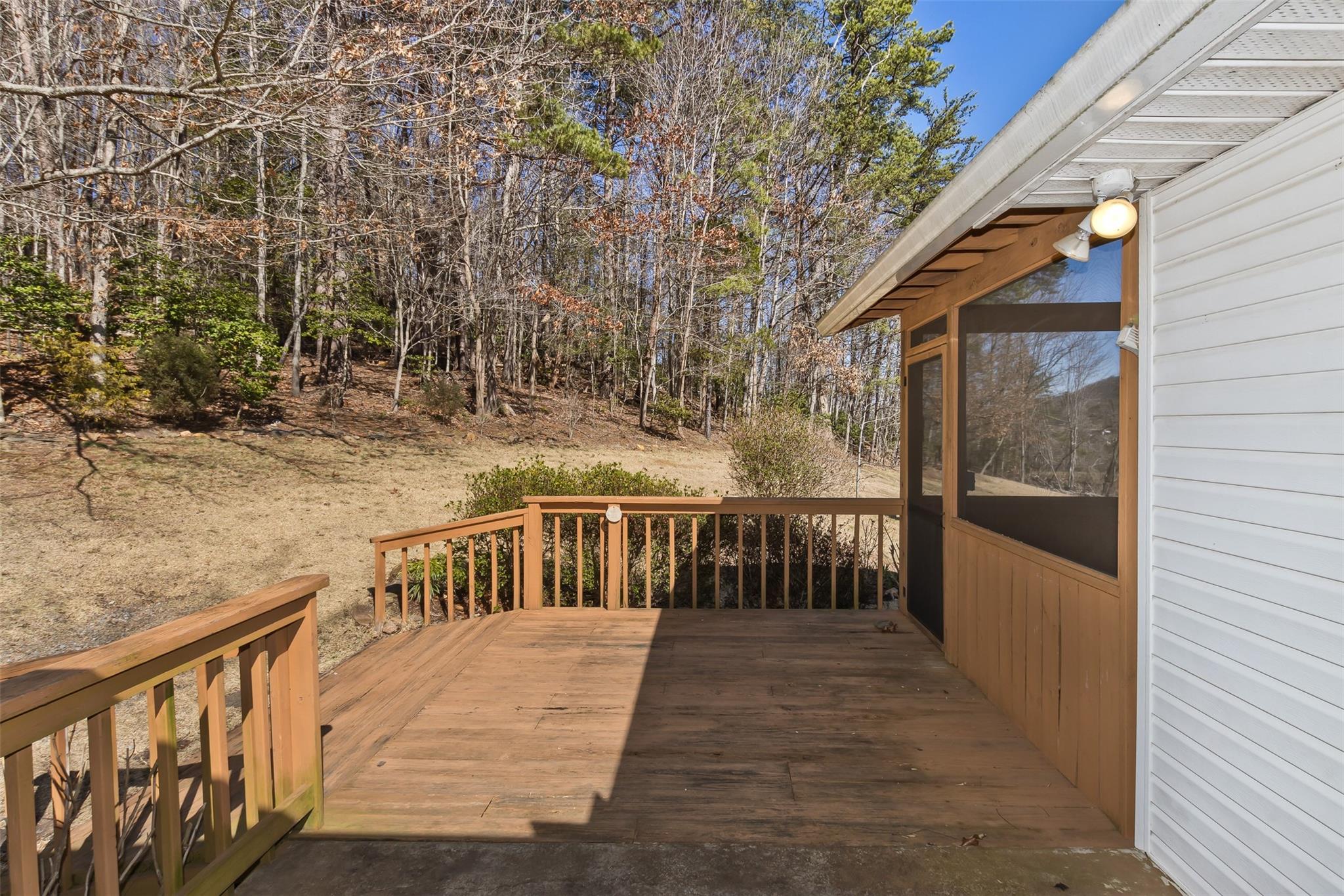 124 Beaverdam Loop Road Candler, NC 28715 - Photo 5 of 25 a view of balcony with wooden floor and fence