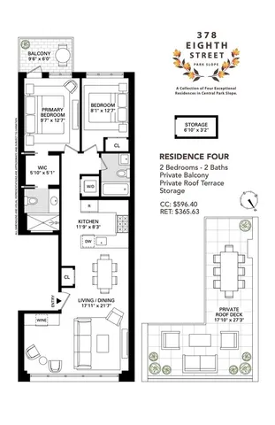 $1,950,000 | 378 8th Street, Unit PH | Park Slope