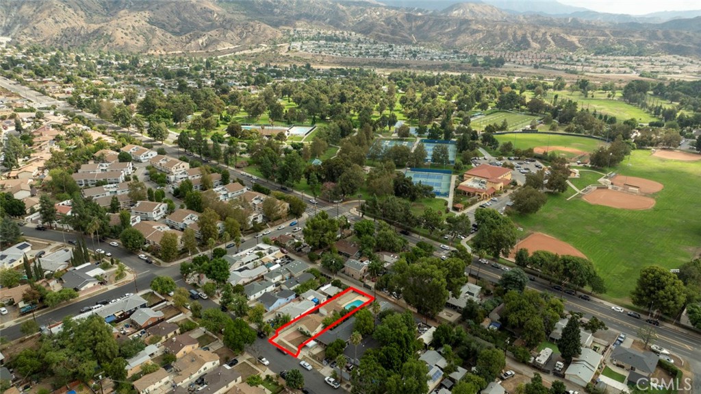 13166 Aztec Street Sylmar, CA 91342 - Photo 48 of 48 an aerial view of residential houses with outdoor space and trees