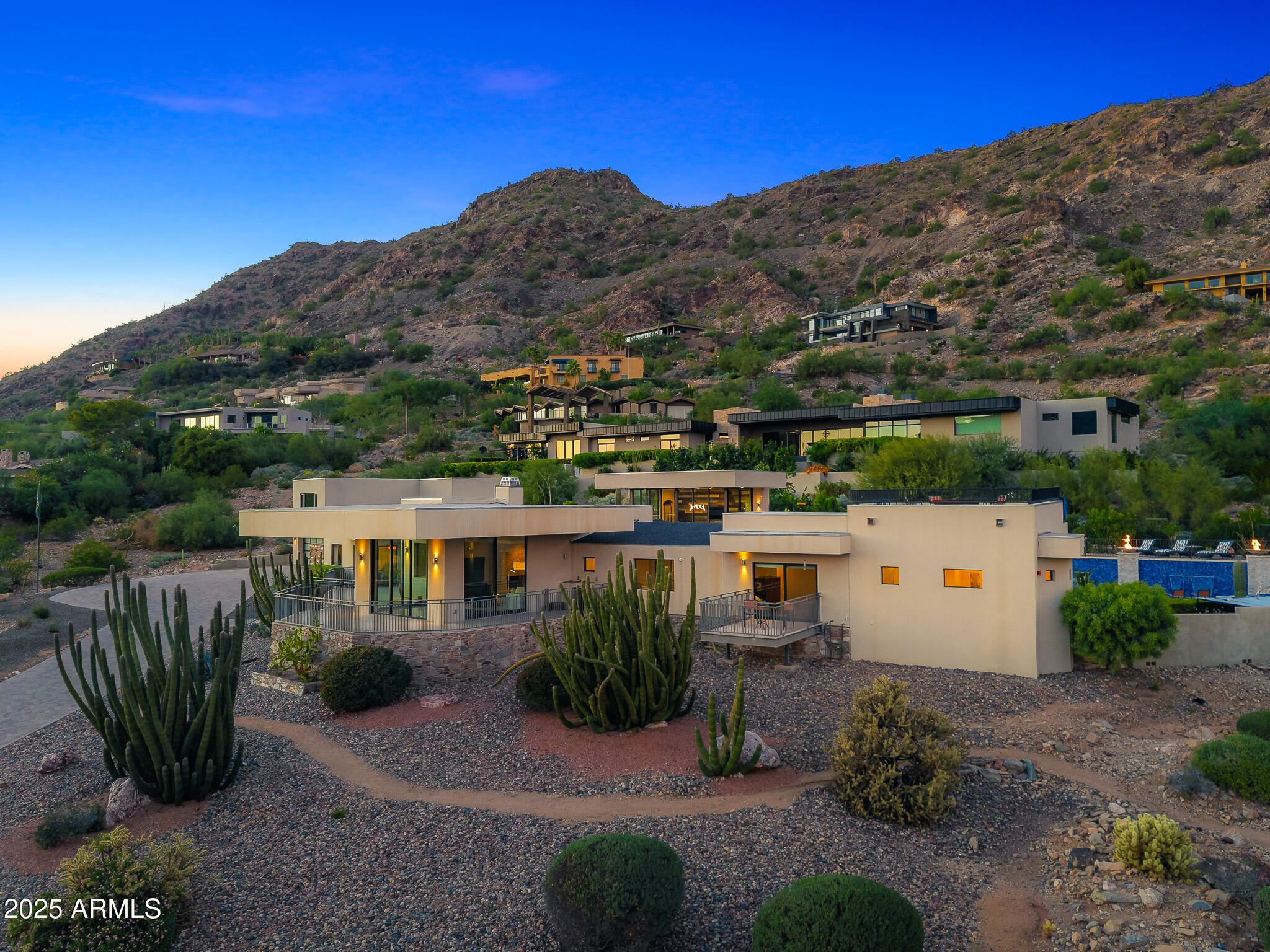 5826 East Indian Bend Road Paradise Valley, AZ 85253 - Photo 55 of 58 56front of property_aerial twilight2