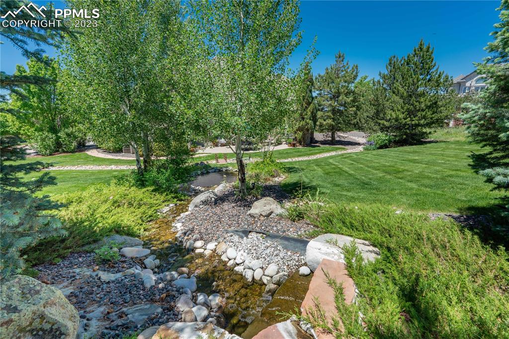 8760 Ridgepointe Drive Castle Pines, CO 80108 - Photo 43 of 50 a view of a garden with trees