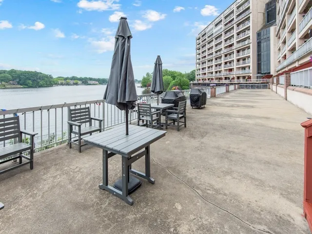 a view of a terrace with sitting area