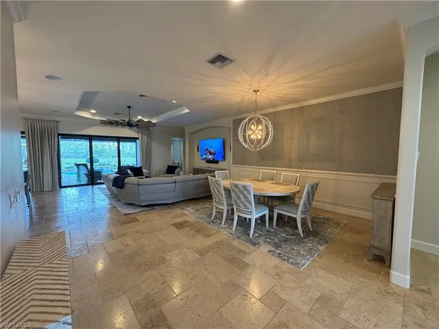 a view of a dining area with furniture