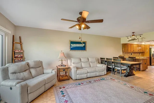 a living room with furniture