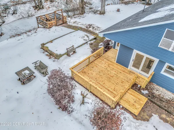 an aerial view of a house