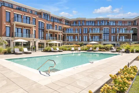a swimming pool with outdoor view