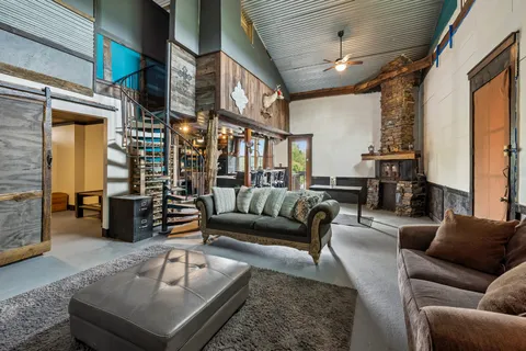 a living room with furniture