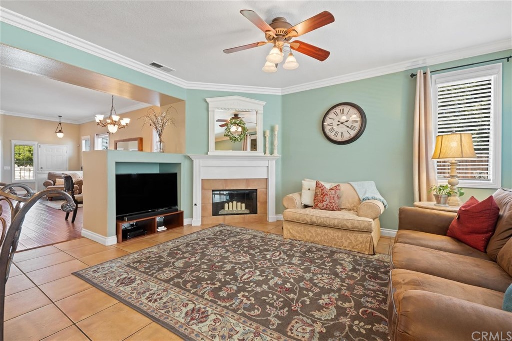 20803 Millbrook Street Riverside, CA 92508 - Photo 9 of 44 a living room with furniture a flat screen tv and a fireplace