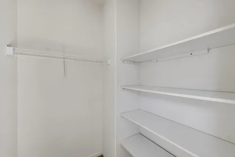 a view of an empty walk in closet