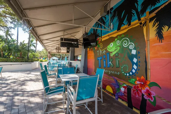 a outdoor space with chairs