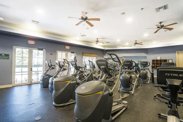 a view of a room with gym equipment
