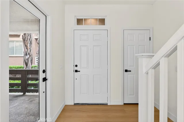 a view of hallway with mirror