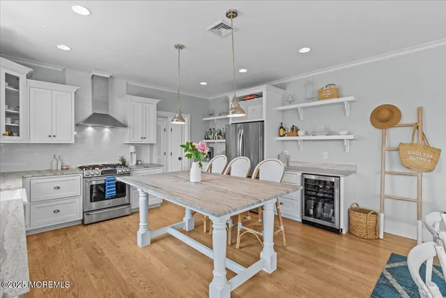 a view of a dining room and livingroom