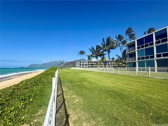 a view of a big yard with a large trees