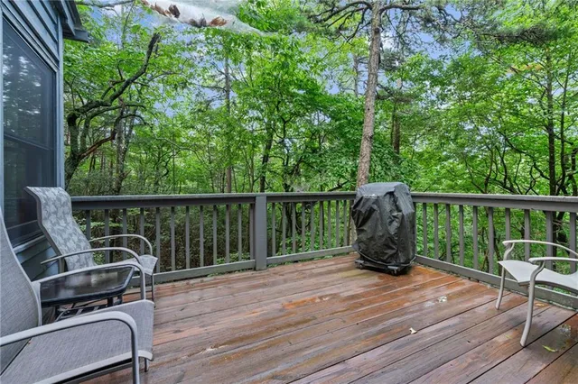 a deck view with a seating space