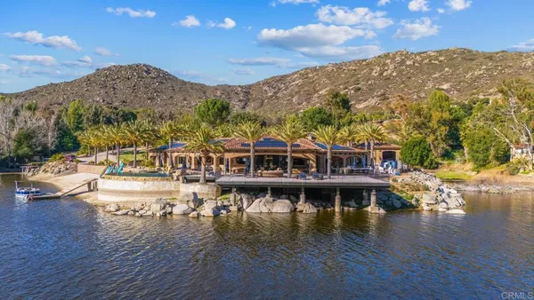 a view of a lake with a mountain in the background