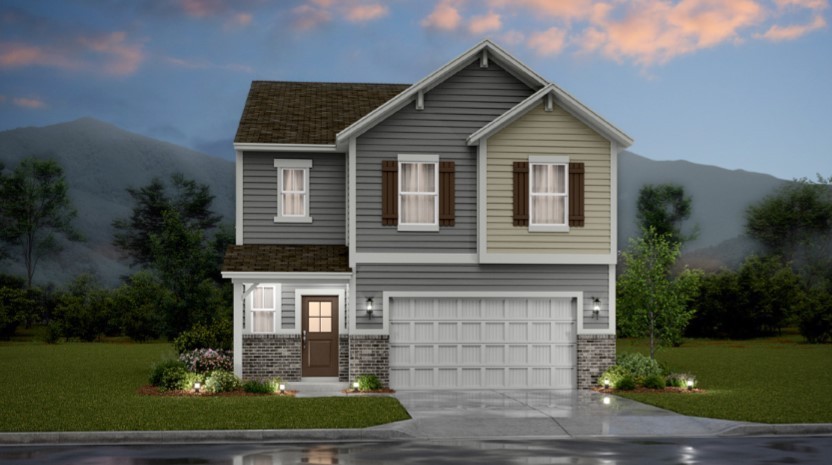 Artist's rendering of the front architectural style of the Broadmoor A, actual exterior colors and materials will vary on this home, give me a call to see the actual finishes.