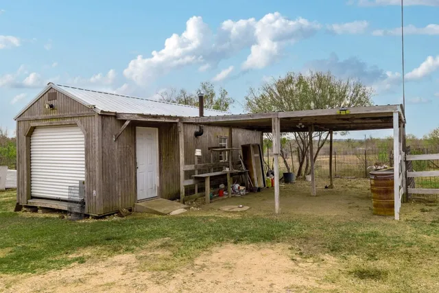 a view of an ocean and a building