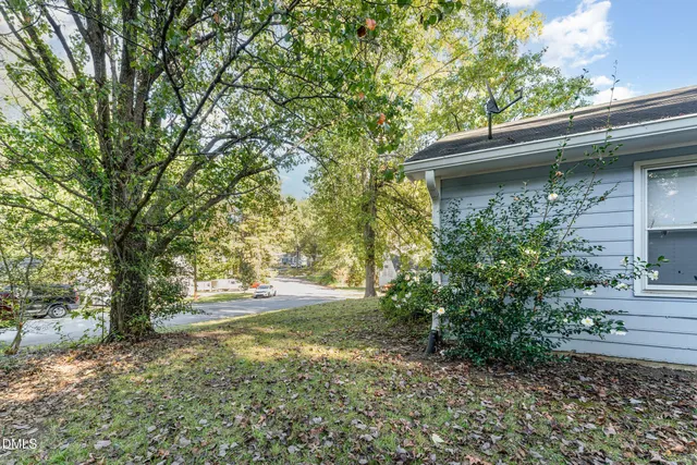 a backyard of a house with lots of green space