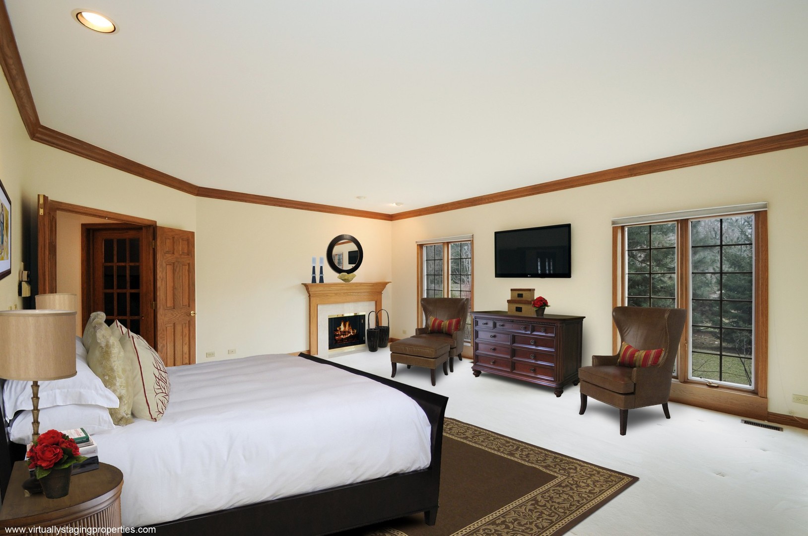 4 Bristol Road Northfield, IL 60093 - Photo 10 of 22 a bedroom with a bed and a flat screen tv