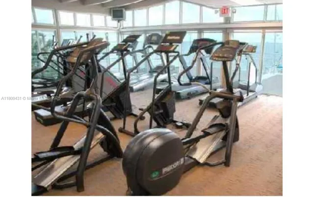 a view of a room with gym equipment