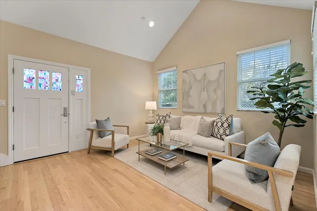 a living room with furniture