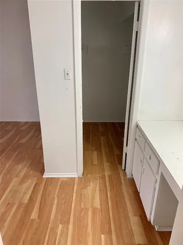 a view of bathroom with wooden floor