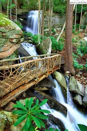 a view of a wooden bridge