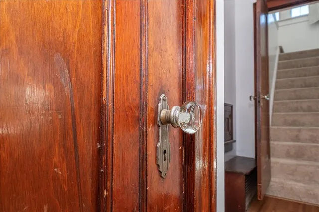 a bathroom with a shower curtain