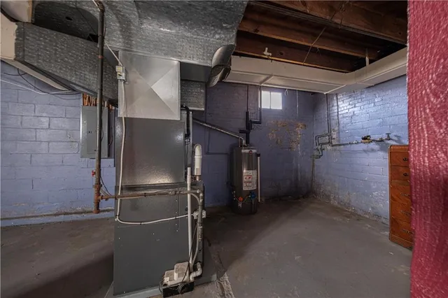 a view of a room with wooden walls