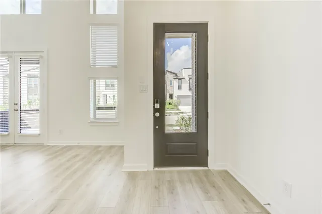 an empty room with windows