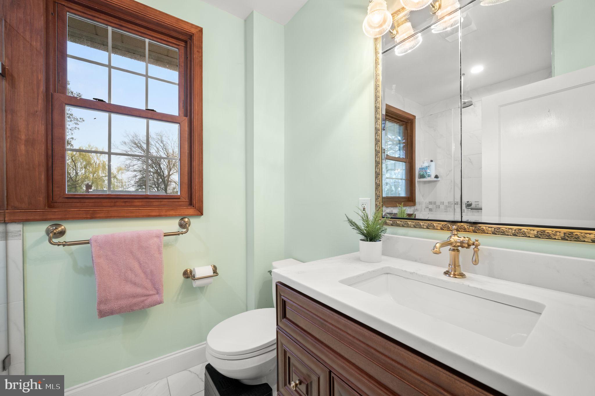 332 South Providence Road Wallingford, PA 19086 - Photo 28 of 69 a bathroom with a sink a toilet and a mirror