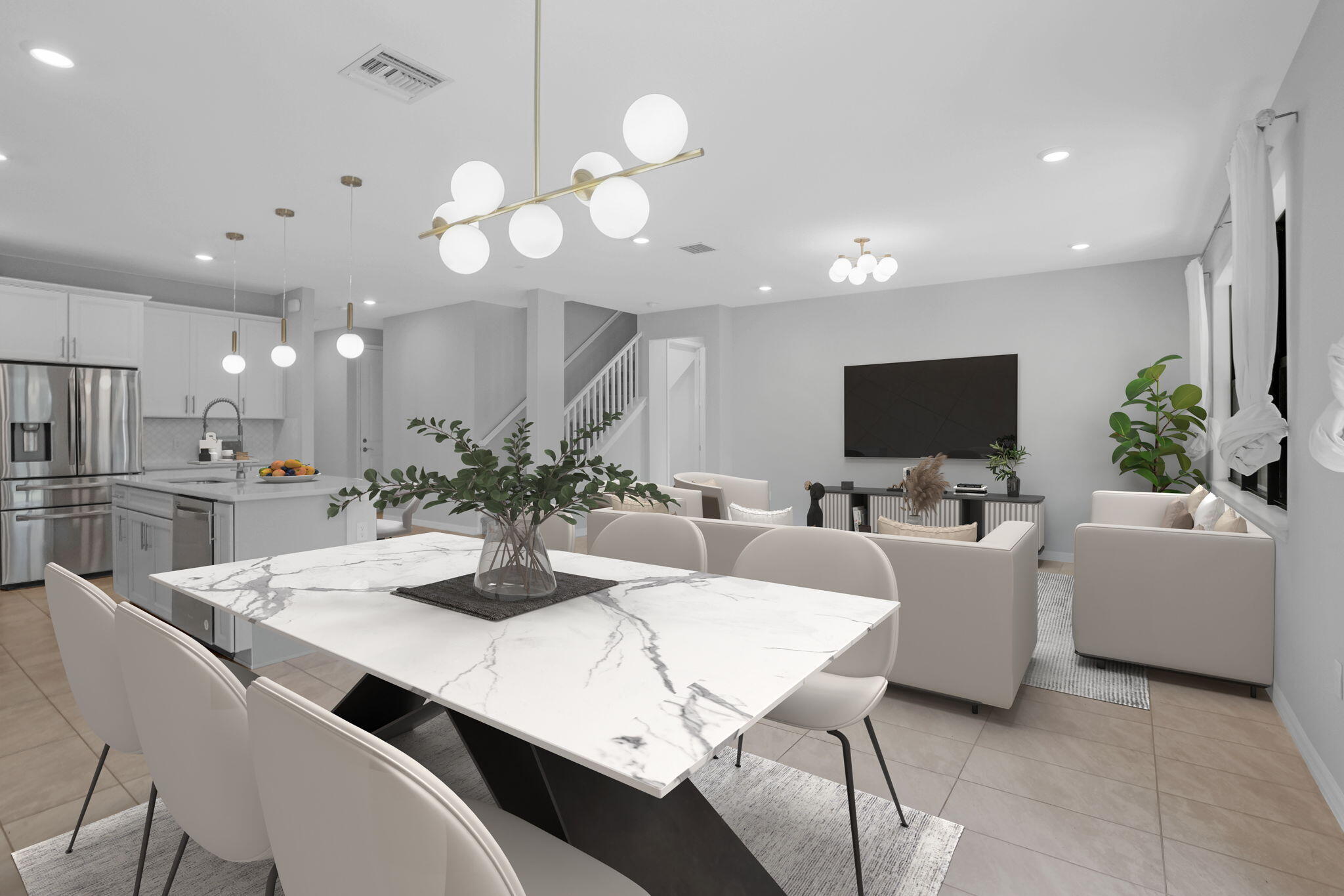 8296 Vaulting Drive Lake Worth, FL 33467 - Photo 10 of 62 a kitchen with stainless steel appliances kitchen island granite countertop a sink a stove a dining table and chairs