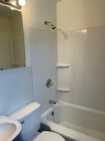 a bathroom with a toilet and a bathtub