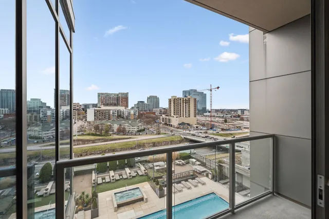 a view of a city from a balcony