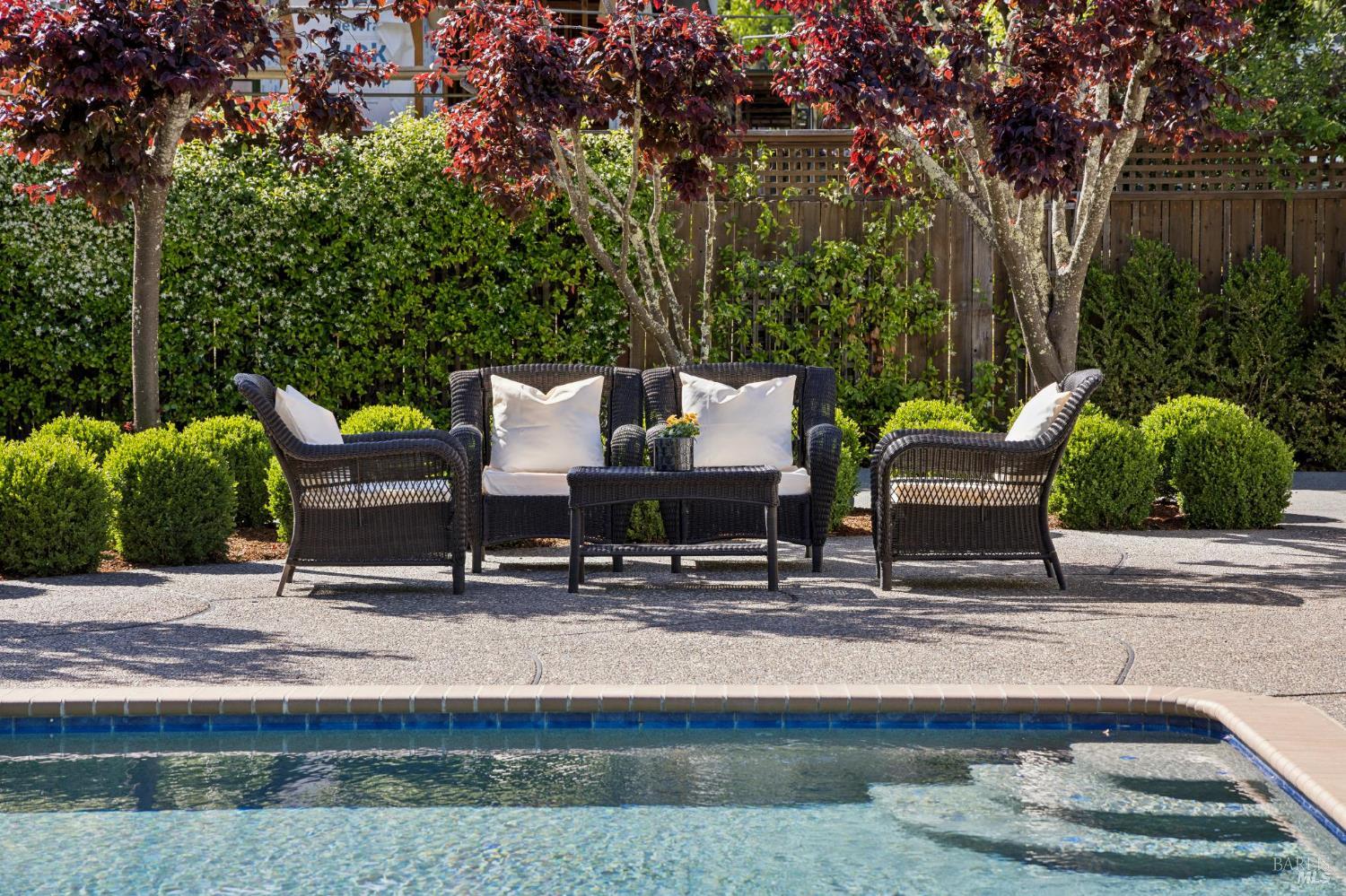 1199 Butterfield Road San Anselmo, CA 94960 - Photo 46 of 65 a view of backyard with swimming pool and seating