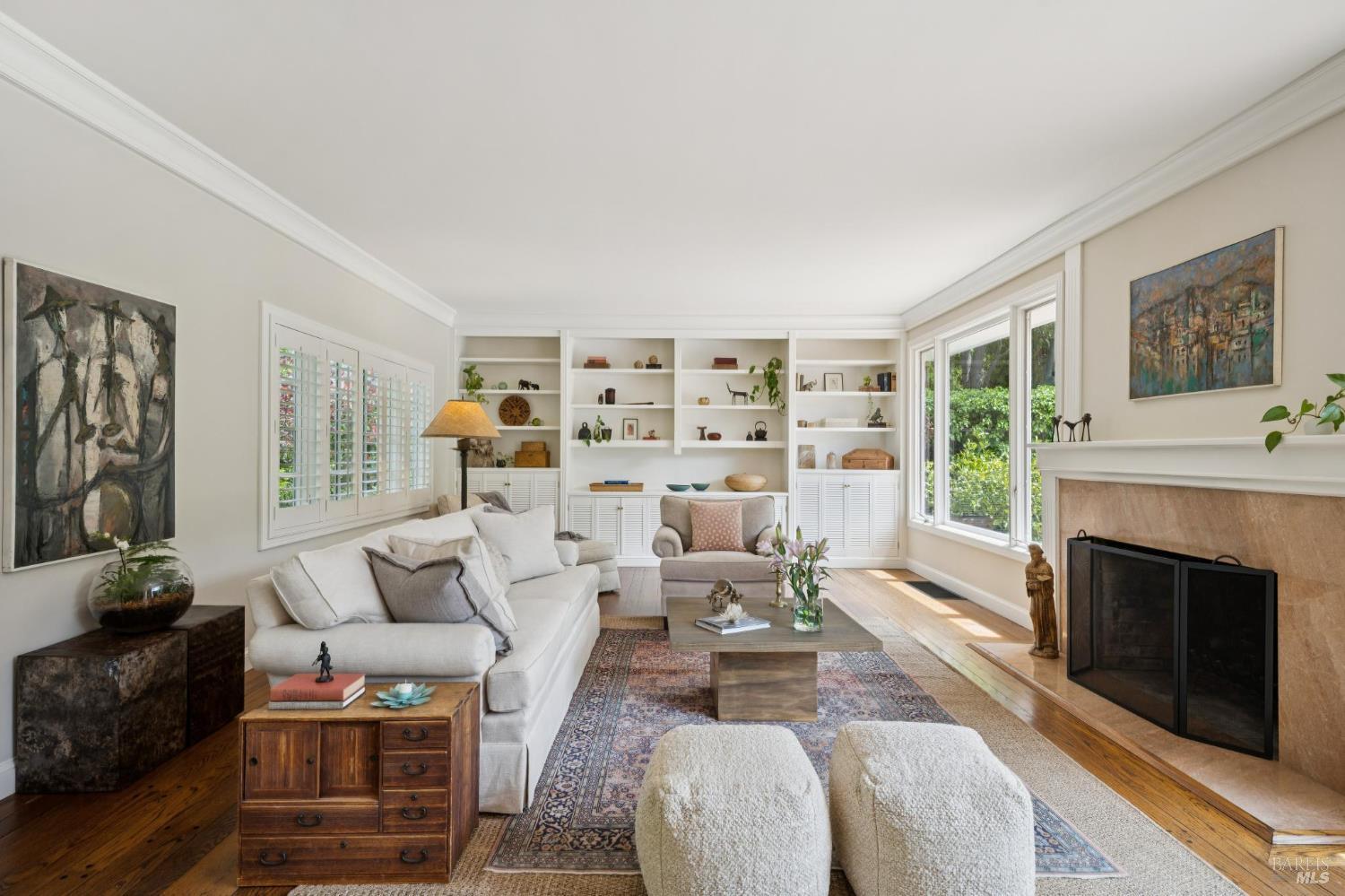 1199 Butterfield Road San Anselmo, CA 94960 - Photo 10 of 65 a living room with furniture large window and fireplace