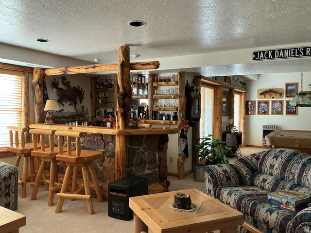 550 State Line Road Manila, UT 84046 - Photo 29 of 41 Rustic-inspired lower-level featuring a stone and log-finish bar with recessed lighting