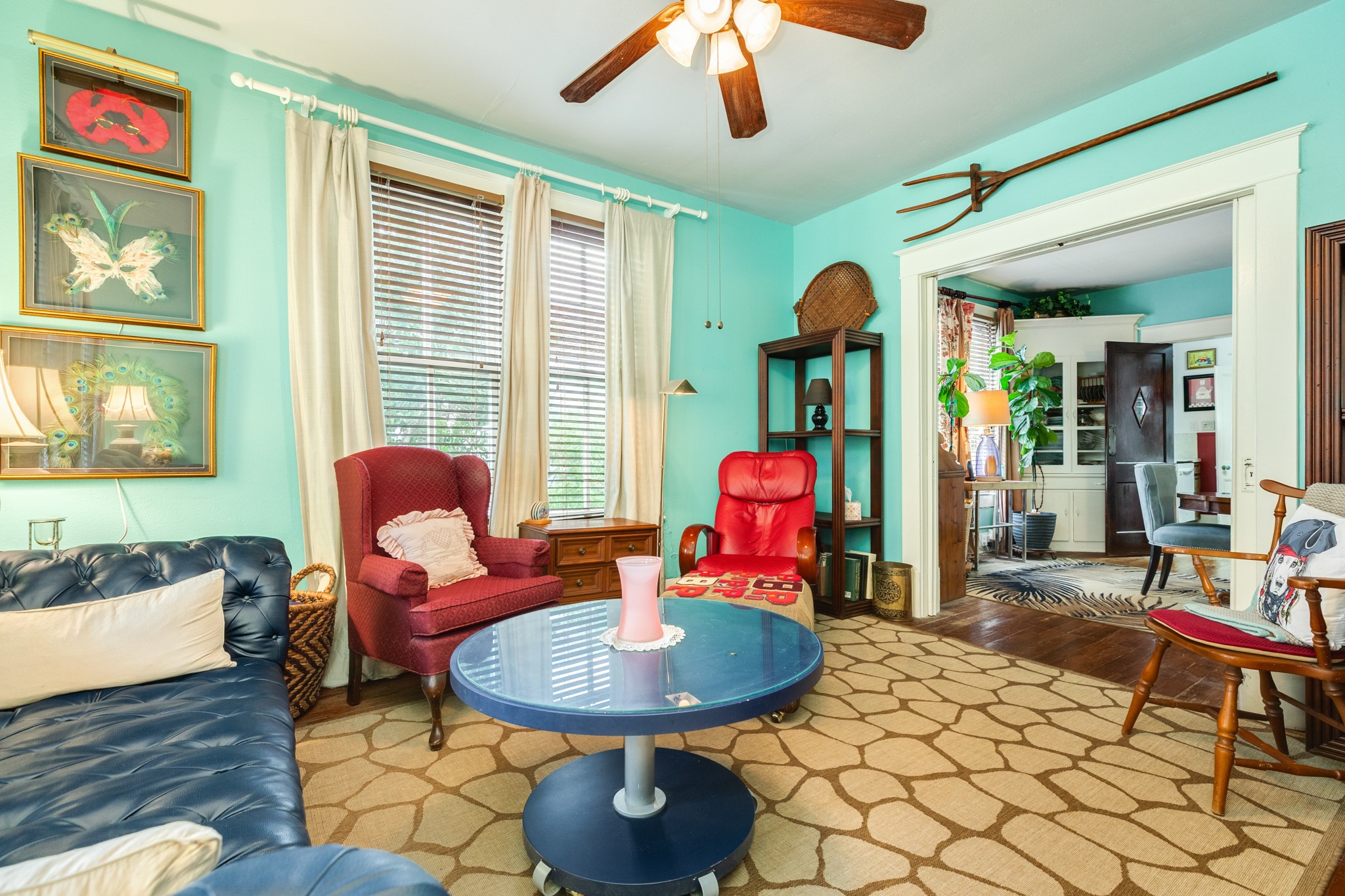 3727 Avenue R Galveston, TX 77550 - Photo 12 of 48 Unit 1 living room looking towards the dining room. Room features gorgeous glass pocket doors.