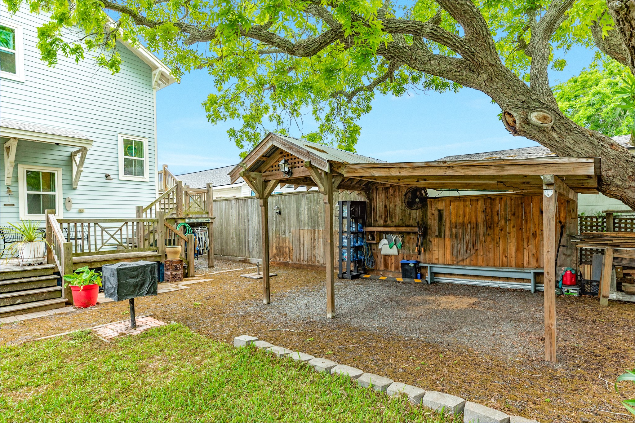 3727 Avenue R Galveston, TX 77550 - Photo 46 of 48 There is a covered golf cart cabana located in the back yard.